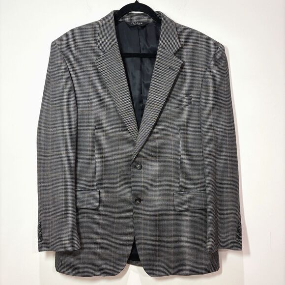 Jos. A. Bank Other - Jos A Bank Houndstooth Silk Wool Gray Blazer Men 42R Sport Coat Old Money Career
